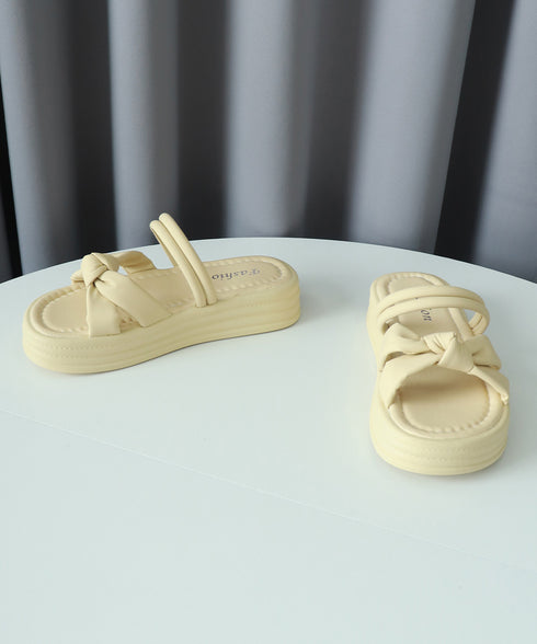 厚底サンダル レディース リボン ストラップサンダル ボリュームソール ミュールサンダル フラット 疲れない 履きやすい お洒落 コンフォート 99GYXC-126