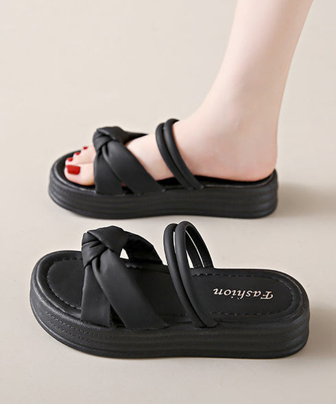 厚底サンダル レディース リボン ストラップサンダル ボリュームソール ミュールサンダル フラット 疲れない 履きやすい お洒落 コンフォート 99GYXC-126