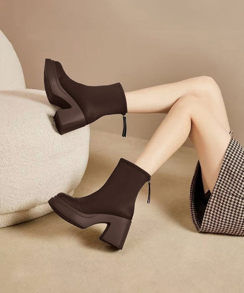 ショートブーツ 厚底 ブーティー 春秋冬 レディース バックジップ チャンキーヒール 美脚 カジュアル 大人可愛い ガーリー おしゃれ 通勤通学 きれいめ デート 99GYXC-127