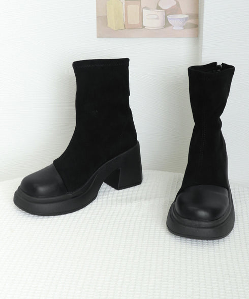 ショートブーツ 厚底 ブーティー 春秋冬 レディース バックジップ チャンキーヒール 美脚 カジュアル 大人可愛い ガーリー おしゃれ 通勤通学 きれいめ デート 99GYXC-127