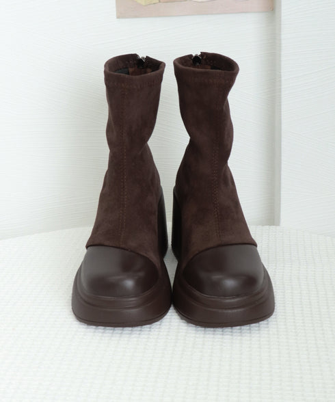 ショートブーツ 厚底 ブーティー 春秋冬 レディース バックジップ チャンキーヒール 美脚 カジュアル 大人可愛い ガーリー おしゃれ 通勤通学 きれいめ デート 99GYXC-127