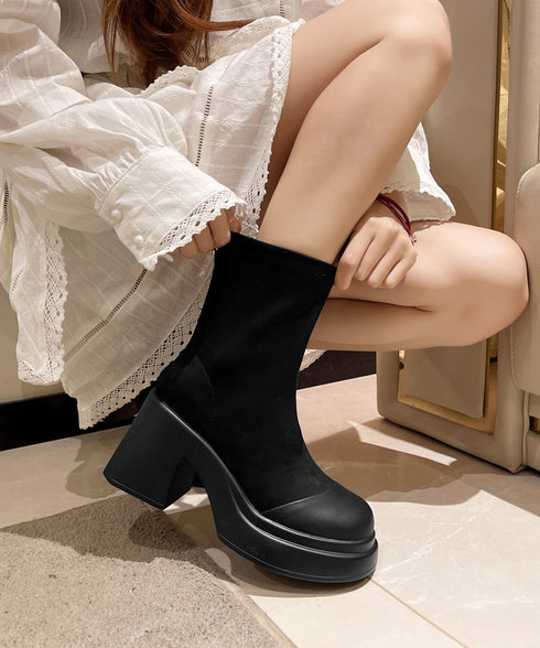 ショートブーツ 厚底 ブーティー 春秋冬 レディース バックジップ チャンキーヒール 美脚 カジュアル 大人可愛い ガーリー おしゃれ 通勤通学 きれいめ デート 99GYXC-127