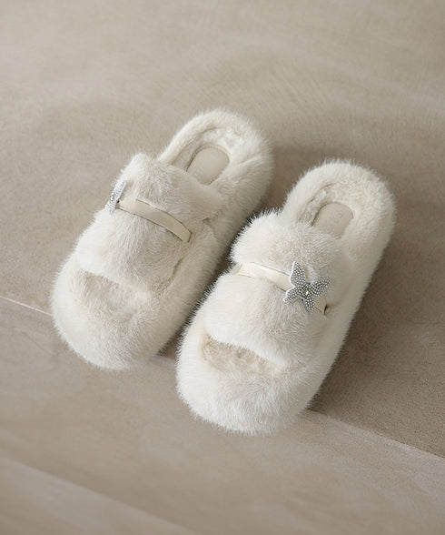 厚底ファーサンダル 蝶々 スリッパ 秋冬 レディース もこもこ フェイクファー あったか フラットサンダル 美脚 カジュアル お洒落 暖かい コンフォート 可愛い 99GYXC-129