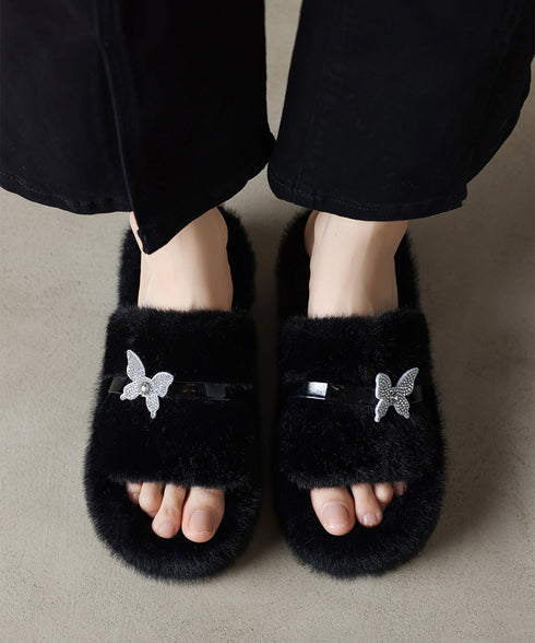 厚底ファーサンダル 蝶々 スリッパ 秋冬 レディース もこもこ フェイクファー あったか フラットサンダル 美脚 カジュアル お洒落 暖かい コンフォート 可愛い 99GYXC-129