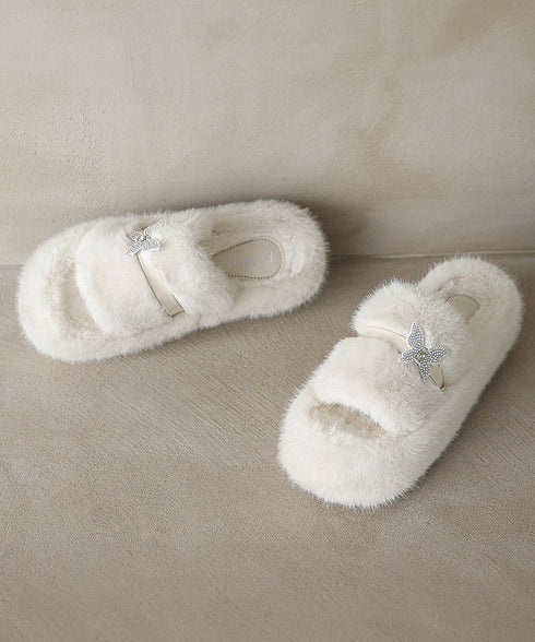 厚底ファーサンダル 蝶々 スリッパ 秋冬 レディース もこもこ フェイクファー あったか フラットサンダル 美脚 カジュアル お洒落 暖かい コンフォート 可愛い 99GYXC-129