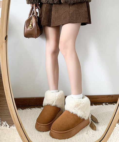 ムートンブーツ 厚底 ファーブーツ 秋冬 レディース ふわふわ あったか 裏起毛 ショートブーツ 美脚 大人可愛い おしゃれ カジュアル 疲れない フラットソール 99GYXC-130