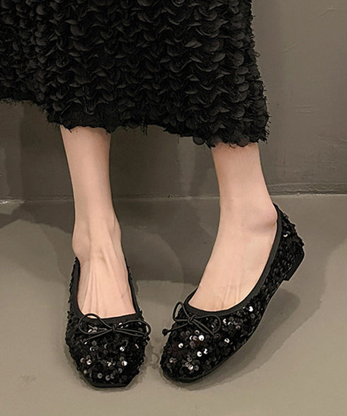 パンプス キラキラ バレエシューズ レディース スパンコール リボン飾り 美脚 フェミニン 大人 きれいめ エレガント おしゃれ 結婚式入園式卒業式 99GYXC-132