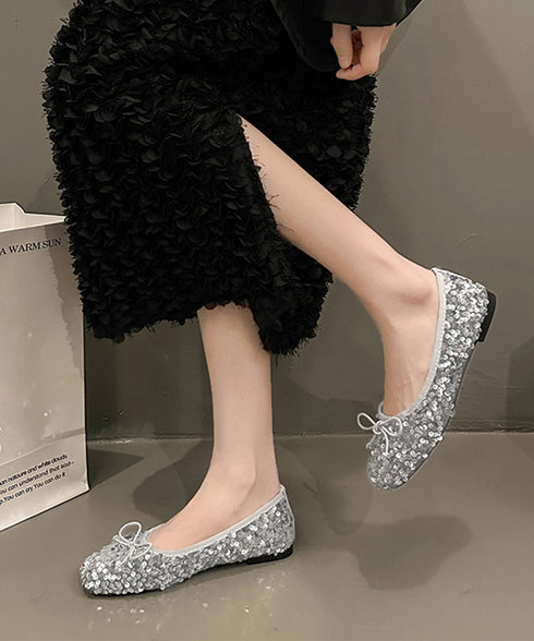 パンプス キラキラ バレエシューズ レディース スパンコール リボン飾り 美脚 フェミニン 大人 きれいめ エレガント おしゃれ 結婚式入園式卒業式 99GYXC-132