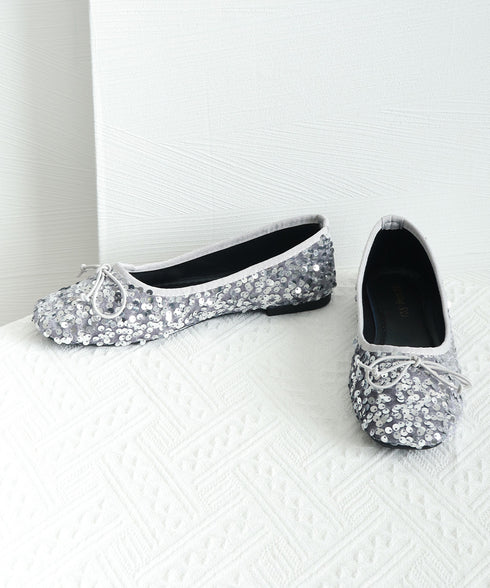 パンプス キラキラ バレエシューズ レディース スパンコール リボン飾り 美脚 フェミニン 大人 きれいめ エレガント おしゃれ 結婚式入園式卒業式 99GYXC-132