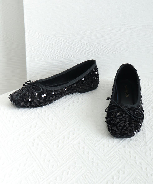 パンプス キラキラ バレエシューズ レディース スパンコール リボン飾り 美脚 フェミニン 大人 きれいめ エレガント おしゃれ 結婚式入園式卒業式 99GYXC-132