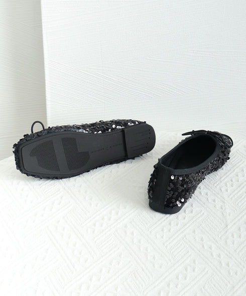 パンプス キラキラ バレエシューズ レディース スパンコール リボン飾り 美脚 フェミニン 大人 きれいめ エレガント おしゃれ 結婚式入園式卒業式 99GYXC-132