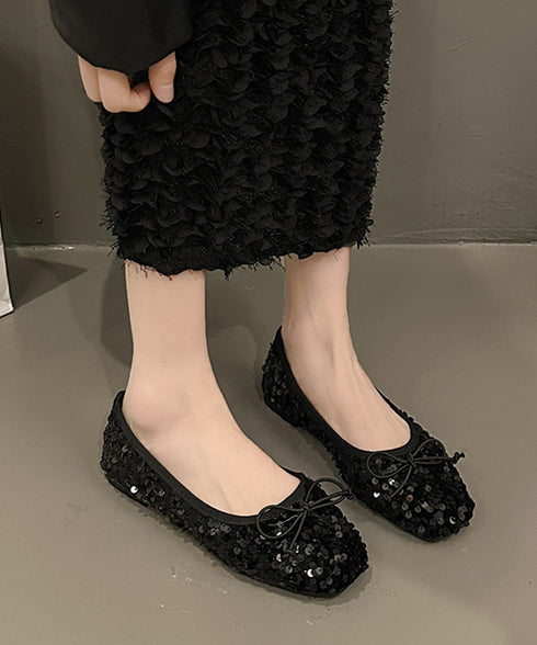 パンプス キラキラ バレエシューズ レディース スパンコール リボン飾り 美脚 フェミニン 大人 きれいめ エレガント おしゃれ 結婚式入園式卒業式 99GYXC-132