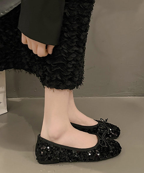 パンプス キラキラ バレエシューズ レディース スパンコール リボン飾り 美脚 フェミニン 大人 きれいめ エレガント おしゃれ 結婚式入園式卒業式 99GYXC-132