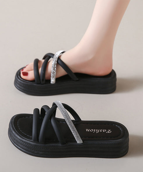 ストラップサンダル レディース 厚底 夏 スリッパサンダル フラットサンダル クロスベルト キラキラ 歩きやすい 疲れない 美脚 可愛い お洒落 99GYXC-135