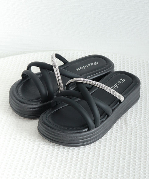 ストラップサンダル レディース 厚底 夏 スリッパサンダル フラットサンダル クロスベルト キラキラ 歩きやすい 疲れない 美脚 可愛い お洒落 99GYXC-135