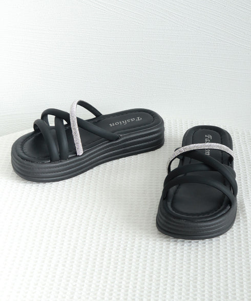 ストラップサンダル レディース 厚底 夏 スリッパサンダル フラットサンダル クロスベルト キラキラ 歩きやすい 疲れない 美脚 可愛い お洒落 99GYXC-135