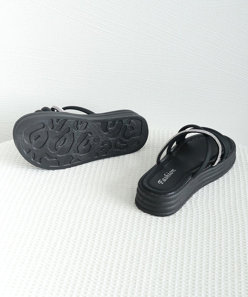 ストラップサンダル レディース 厚底 夏 スリッパサンダル フラットサンダル クロスベルト キラキラ 歩きやすい 疲れない 美脚 可愛い お洒落 99GYXC-135