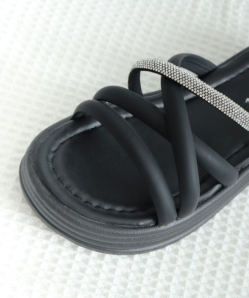 ストラップサンダル レディース 厚底 夏 スリッパサンダル フラットサンダル クロスベルト キラキラ 歩きやすい 疲れない 美脚 可愛い お洒落 99GYXC-135