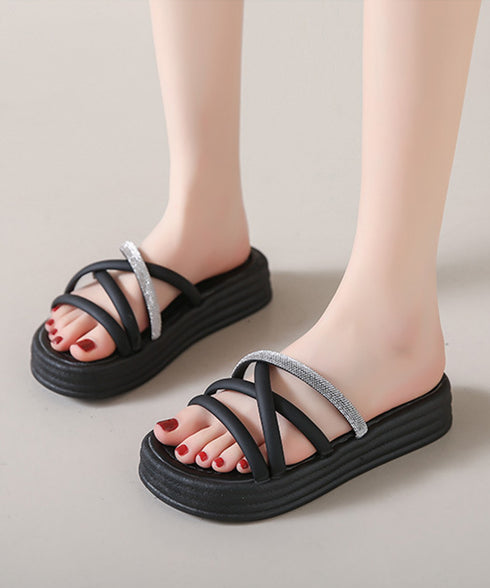 ストラップサンダル レディース 厚底 夏 スリッパサンダル フラットサンダル クロスベルト キラキラ 歩きやすい 疲れない 美脚 可愛い お洒落 99GYXC-135