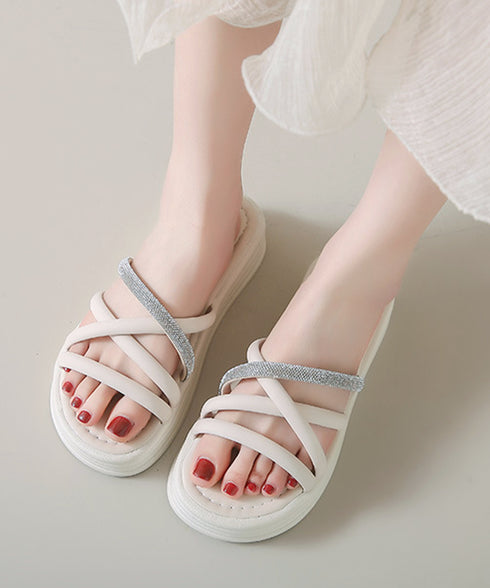 ストラップサンダル レディース 厚底 夏 スリッパサンダル フラットサンダル クロスベルト キラキラ 歩きやすい 疲れない 美脚 可愛い お洒落 99GYXC-135