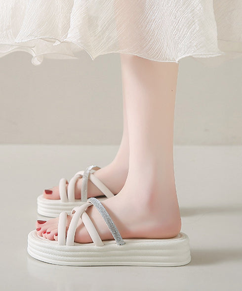 ストラップサンダル レディース 厚底 夏 スリッパサンダル フラットサンダル クロスベルト キラキラ 歩きやすい 疲れない 美脚 可愛い お洒落 99GYXC-135