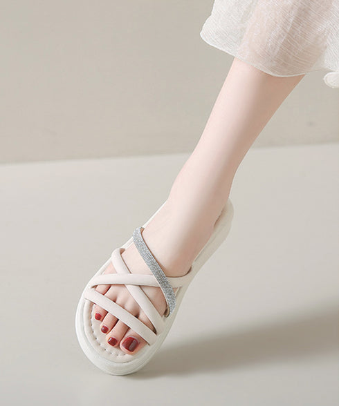 ストラップサンダル レディース 厚底 夏 スリッパサンダル フラットサンダル クロスベルト キラキラ 歩きやすい 疲れない 美脚 可愛い お洒落 99GYXC-135