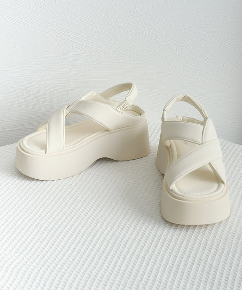 厚底サンダル クロスベルト レディース夏 サマーシューズ シンプル リラックス シルバー 快適 履きやすい カジュアル オルチャン アウトドア ビーチ旅行 99GYXC-136