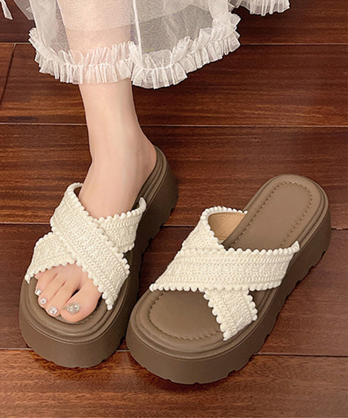 厚底サンダル レディース クロッシー編み サマーサンダル クロスベルト ボリューム 美脚脚長 履きやすい 歩きやすい カジュアル 大人 可愛い 旅行 99GYXC-137