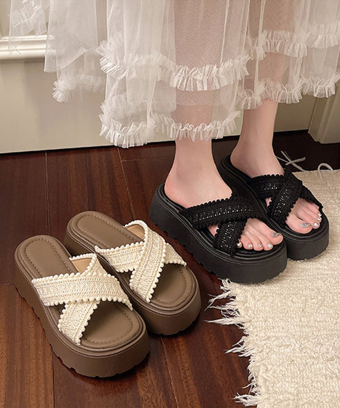 厚底サンダル レディース クロッシー編み サマーサンダル クロスベルト ボリューム 美脚脚長 履きやすい 歩きやすい カジュアル 大人 可愛い 旅行 99GYXC-137