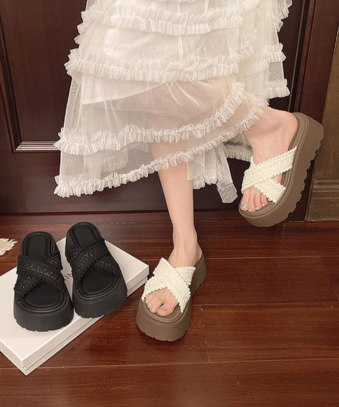 厚底サンダル レディース クロッシー編み サマーサンダル クロスベルト ボリューム 美脚脚長 履きやすい 歩きやすい カジュアル 大人 可愛い 旅行 99GYXC-137