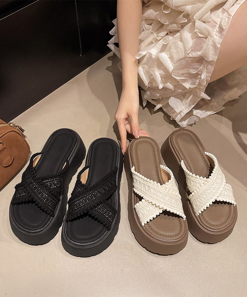 厚底サンダル レディース クロッシー編み サマーサンダル クロスベルト ボリューム 美脚脚長 履きやすい 歩きやすい カジュアル 大人 可愛い 旅行 99GYXC-137