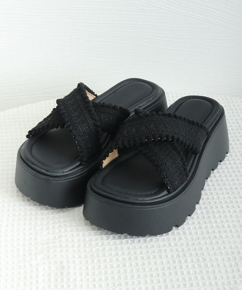 厚底サンダル レディース クロッシー編み サマーサンダル クロスベルト ボリューム 美脚脚長 履きやすい 歩きやすい カジュアル 大人 可愛い 旅行 99GYXC-137