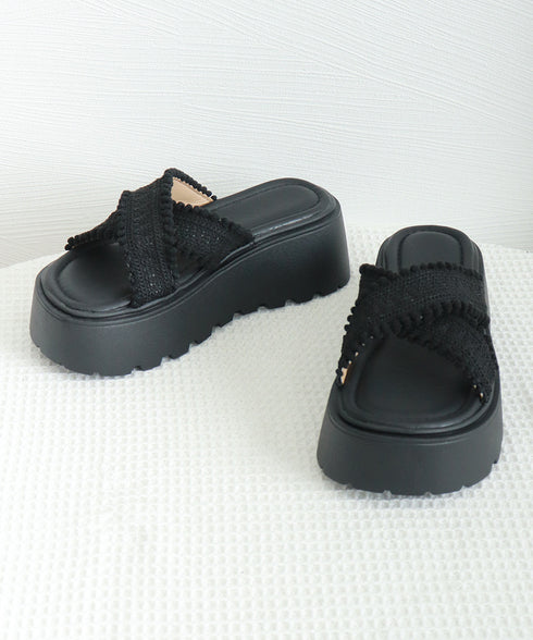 厚底サンダル レディース クロッシー編み サマーサンダル クロスベルト ボリューム 美脚脚長 履きやすい 歩きやすい カジュアル 大人 可愛い 旅行 99GYXC-137