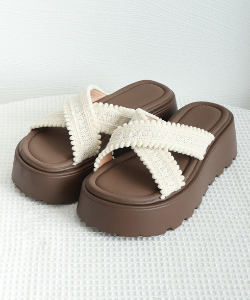 厚底サンダル レディース クロッシー編み サマーサンダル クロスベルト ボリューム 美脚脚長 履きやすい 歩きやすい カジュアル 大人 可愛い 旅行 99GYXC-137