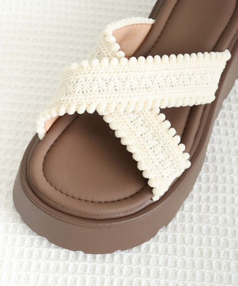 厚底サンダル レディース クロッシー編み サマーサンダル クロスベルト ボリューム 美脚脚長 履きやすい 歩きやすい カジュアル 大人 可愛い 旅行 99GYXC-137