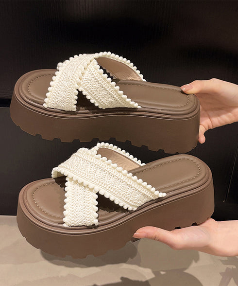 厚底サンダル レディース クロッシー編み サマーサンダル クロスベルト ボリューム 美脚脚長 履きやすい 歩きやすい カジュアル 大人 可愛い 旅行 99GYXC-137