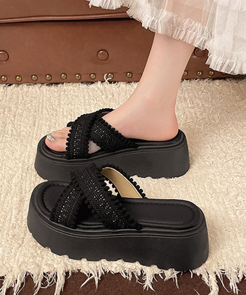 厚底サンダル レディース クロッシー編み サマーサンダル クロスベルト ボリューム 美脚脚長 履きやすい 歩きやすい カジュアル 大人 可愛い 旅行 99GYXC-137