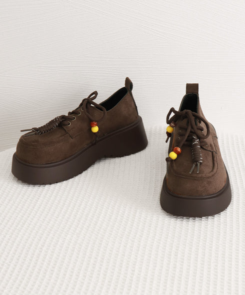 厚底ローファー レースアップ 韓国風靴 レディース ボリュームソール 大人可愛い おしゃれ カジュアル 歩きやすい 美脚 通勤通学 オルチャン クラシックくつ 99GYXC-140