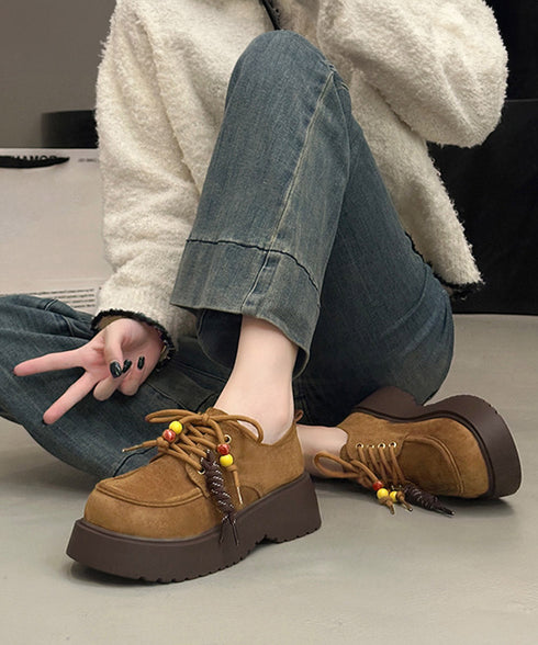 厚底ローファー レースアップ 韓国風靴 レディース ボリュームソール 大人可愛い おしゃれ カジュアル 歩きやすい 美脚 通勤通学 オルチャン クラシックくつ 99GYXC-140