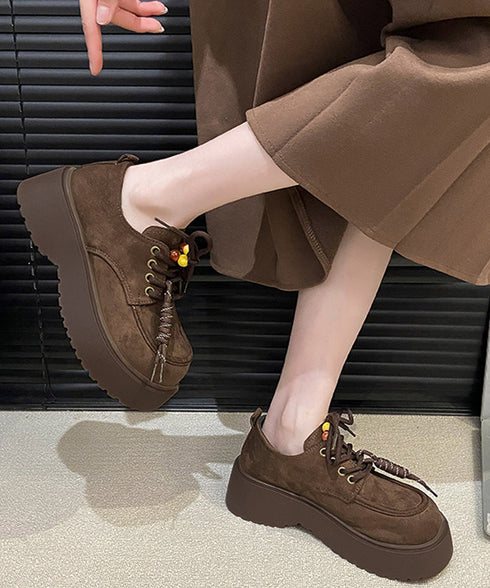 厚底ローファー レースアップ 韓国風靴 レディース ボリュームソール 大人可愛い おしゃれ カジュアル 歩きやすい 美脚 通勤通学 オルチャン クラシックくつ 99GYXC-140