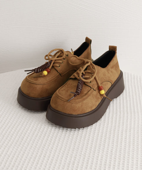 厚底ローファー レースアップ 韓国風靴 レディース ボリュームソール 大人可愛い おしゃれ カジュアル 歩きやすい 美脚 通勤通学 オルチャン クラシックくつ 99GYXC-140