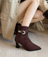 ポインテッドトゥ ブーツ ショートブーツ レディース ブーティー 裏微起毛 チャンキーヒール 秋冬 太ヒール フェミニン オフィスカジュアル 歩きやすい おしゃれ 99GYXC-144