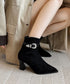 ポインテッドトゥ ブーツ ショートブーツ レディース ブーティー 裏微起毛 チャンキーヒール 秋冬 太ヒール フェミニン オフィスカジュアル 歩きやすい おしゃれ 99GYXC-144