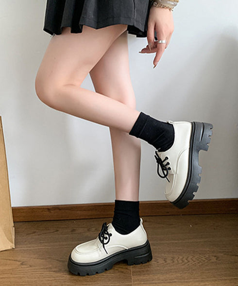 ドレスシューズ 厚底 レディース 学院風 ローファー レースアップシューズ 編み上げ レザー調 ローヒール 可愛い シンプル 歩きやすい 疲れない おしゃれ 99GYXC-146