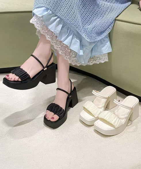 厚底サンダル ボリュームソール 美脚夏靴 レディース 2way ミュールサンダル 太ヒール 新作おしゃれ 大人可愛い チャンキーヒール 脚長 歩きやすい リゾート 99GYXC-162