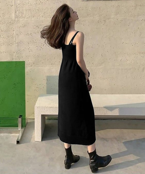 ニットセットアップ レディース2点セット カーディガン ワンピース キャミソールドレス ショート丈 ボタン セーター 着やせ セクシー 大人 お洒落 オルチャン 99HQB-001