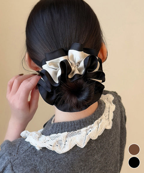 シュシュ ヘアゴム サテン 配色 レディース ヘアアレンジ 髪留め 髪飾り オルチャン おしゃれ カジュアル 大人っぽい 可愛い 雑貨 発表会 99HXGY-001