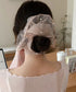 透け感シュシュ パール飾り ボリューム レディース ヘアアレンジ ヘアゴム 大きめ おしゃれ オルチャン 大人 可愛い お団子 フェミニン 女子会 パーティー 99HXGY-005