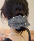透け感シュシュ パール飾り ボリューム レディース ヘアアレンジ ヘアゴム 大きめ おしゃれ オルチャン 大人 可愛い お団子 フェミニン 女子会 パーティー 99HXGY-005