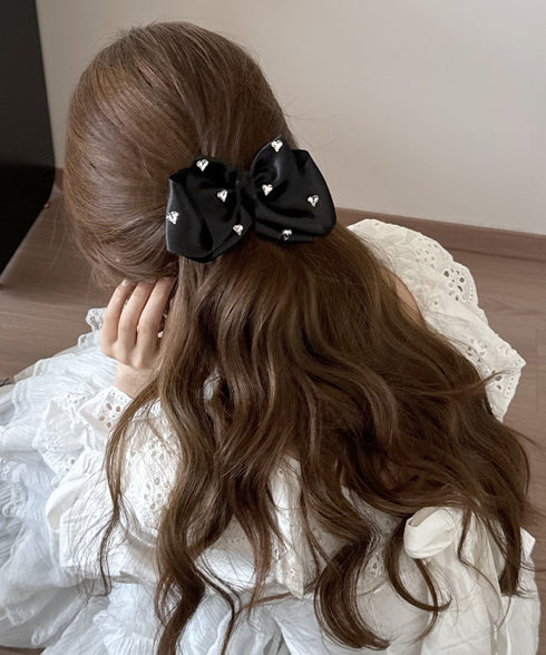 ハートラインストーンバレッタ キラキラ レディース リボンヘアクリップ 髪飾り ヘアアイテム 大人 かわいい エレガント ヘアアレンジ 雑貨 まとめ髪 99HXGY-010